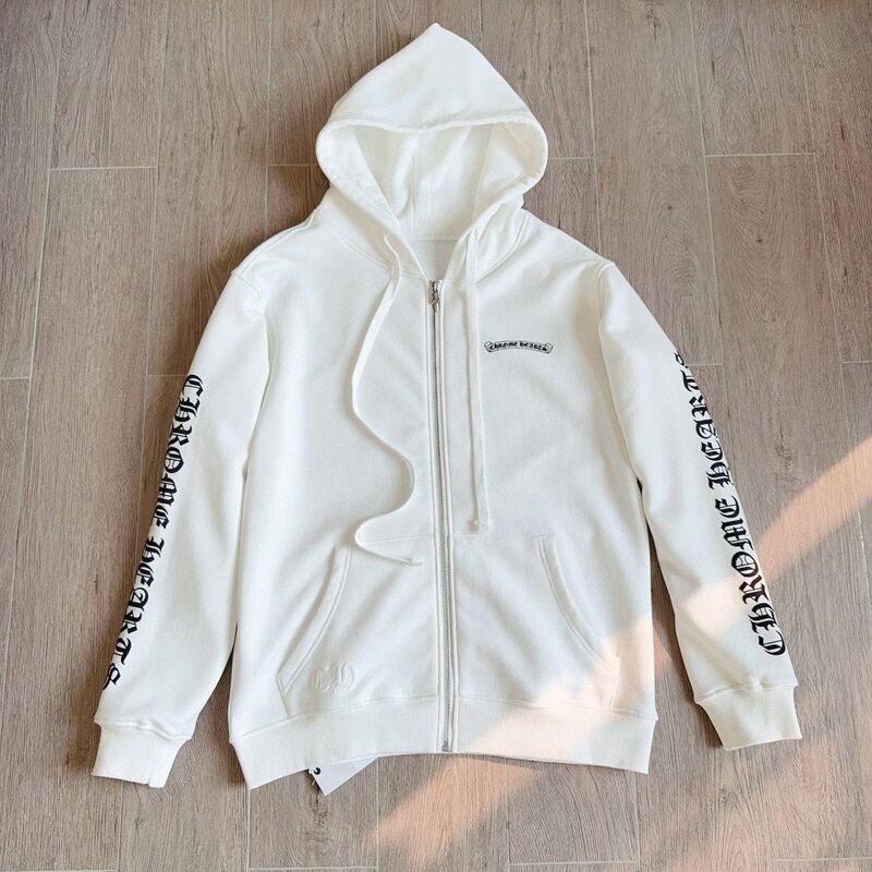 Chrome Hearts Zip-Up Hoodie White