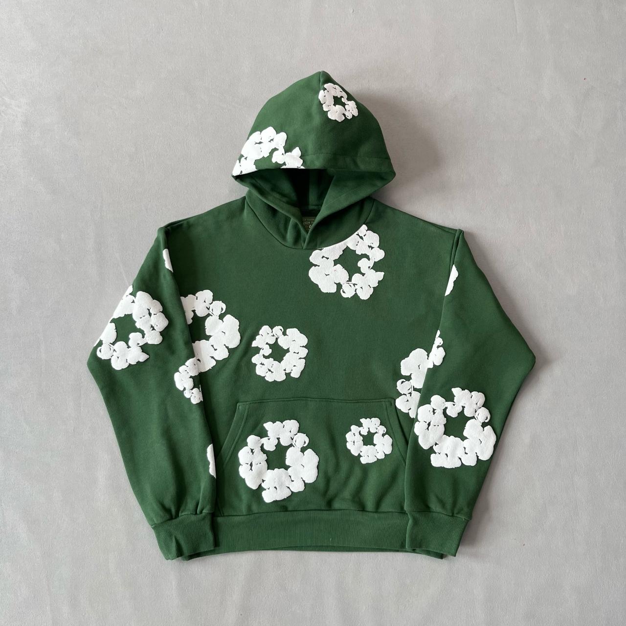 Denim Tears Cotton Wreath Hoodie Green - Front