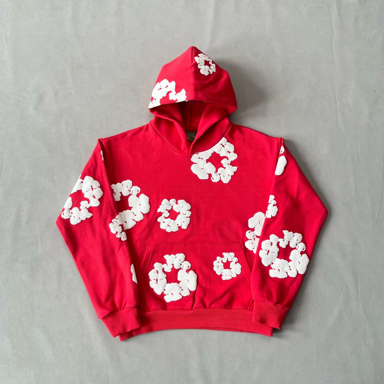 Denim Tears Cotton Wreath Hoodie Red - Front
