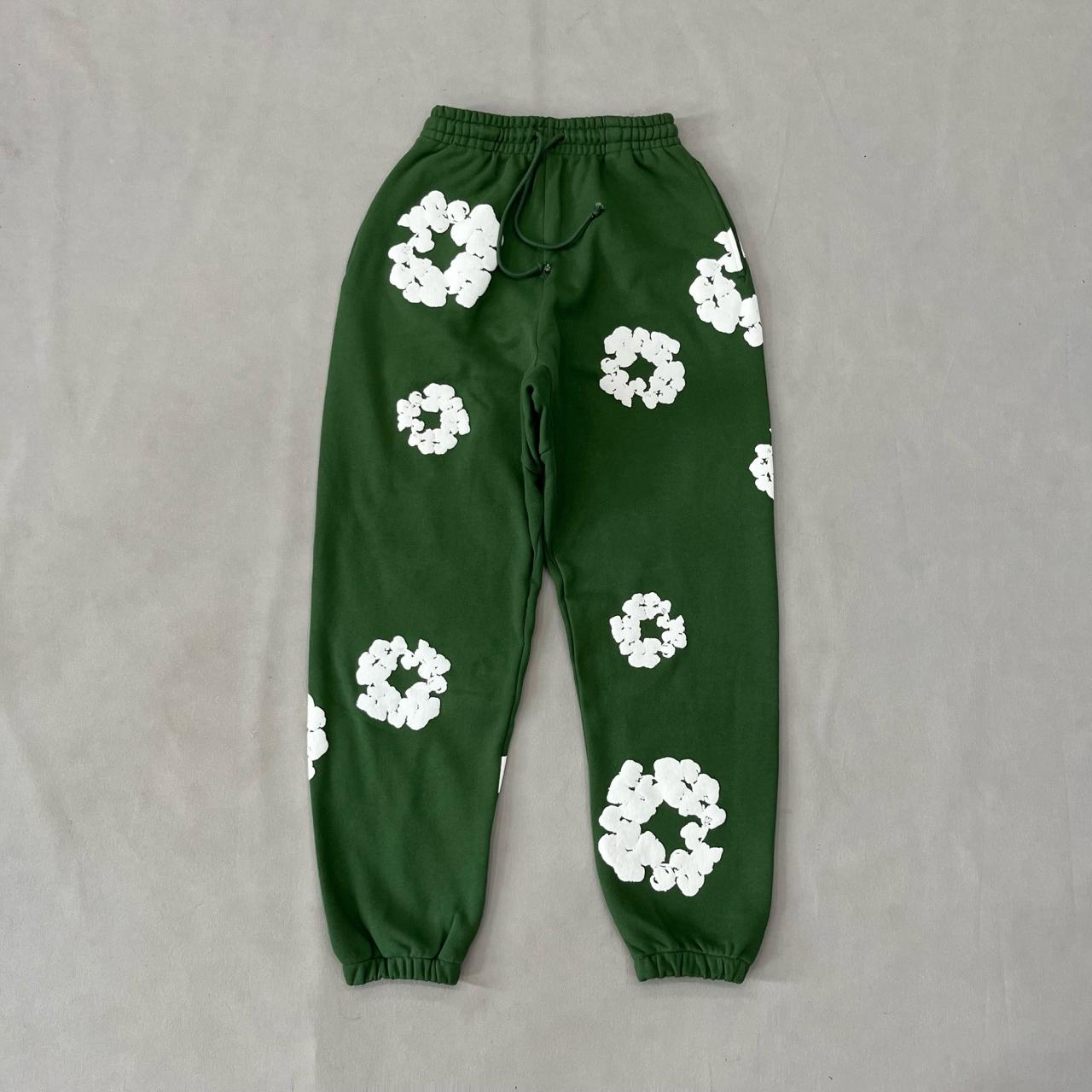 Denim Tears Cotton Wreath Sweatpants Green - Front
