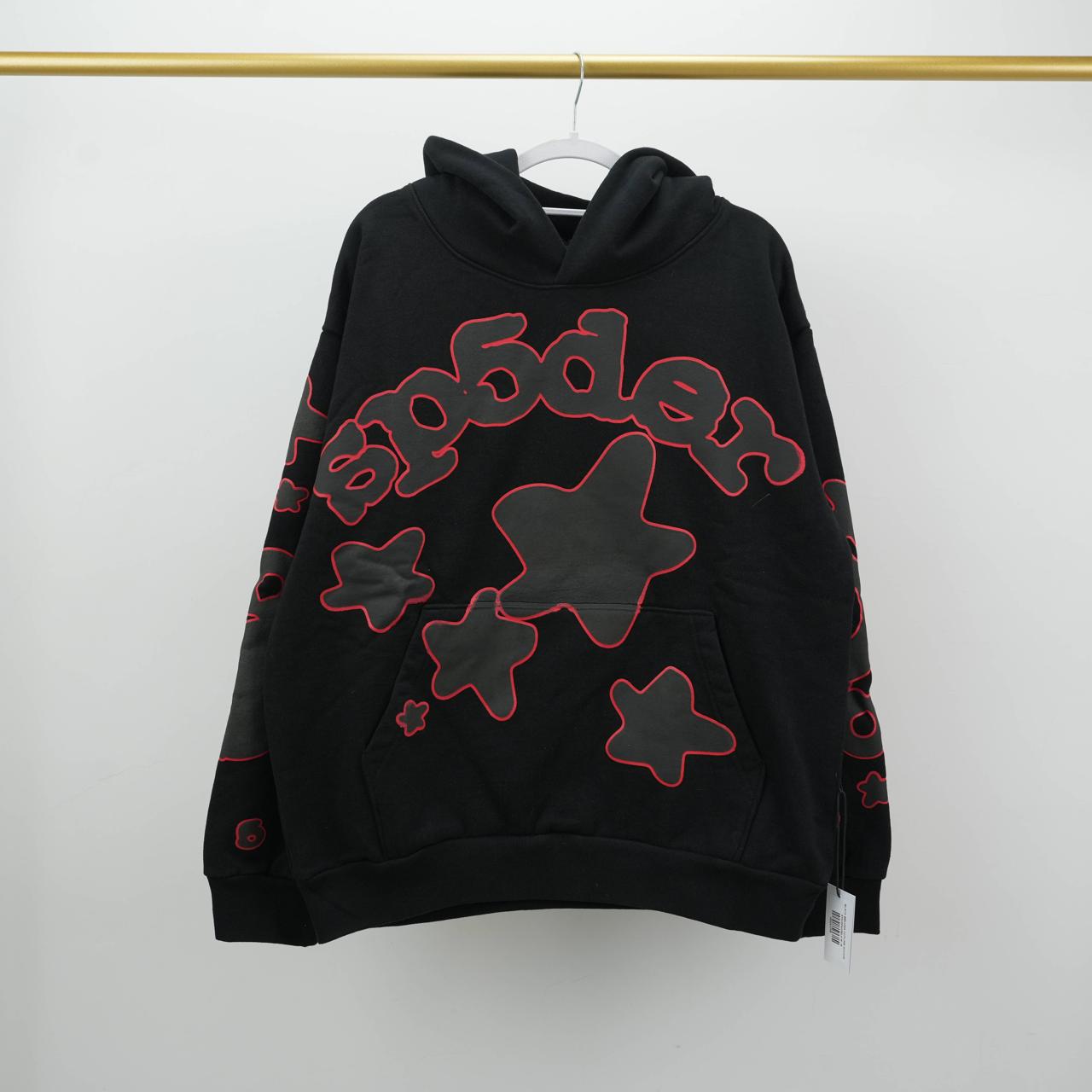 Sp5der Black/Red Outline Hoodie