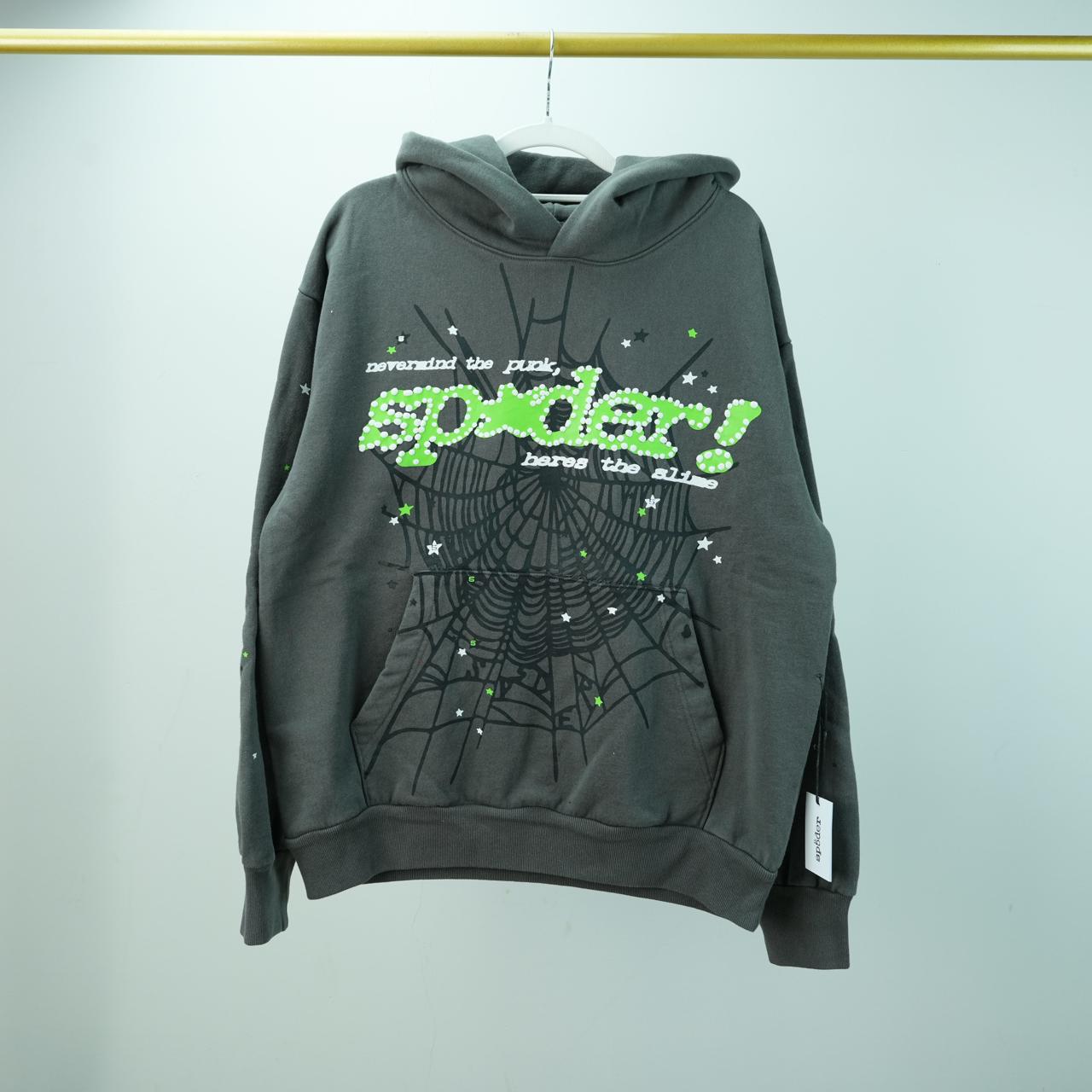 Sp5der Punk V2 Rhinestone Hoodie Green