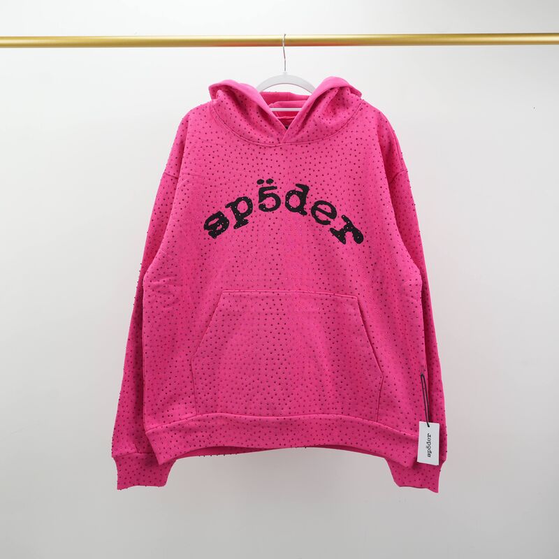 Sp5der Punk V2 Rhinestone Hoodie Pink