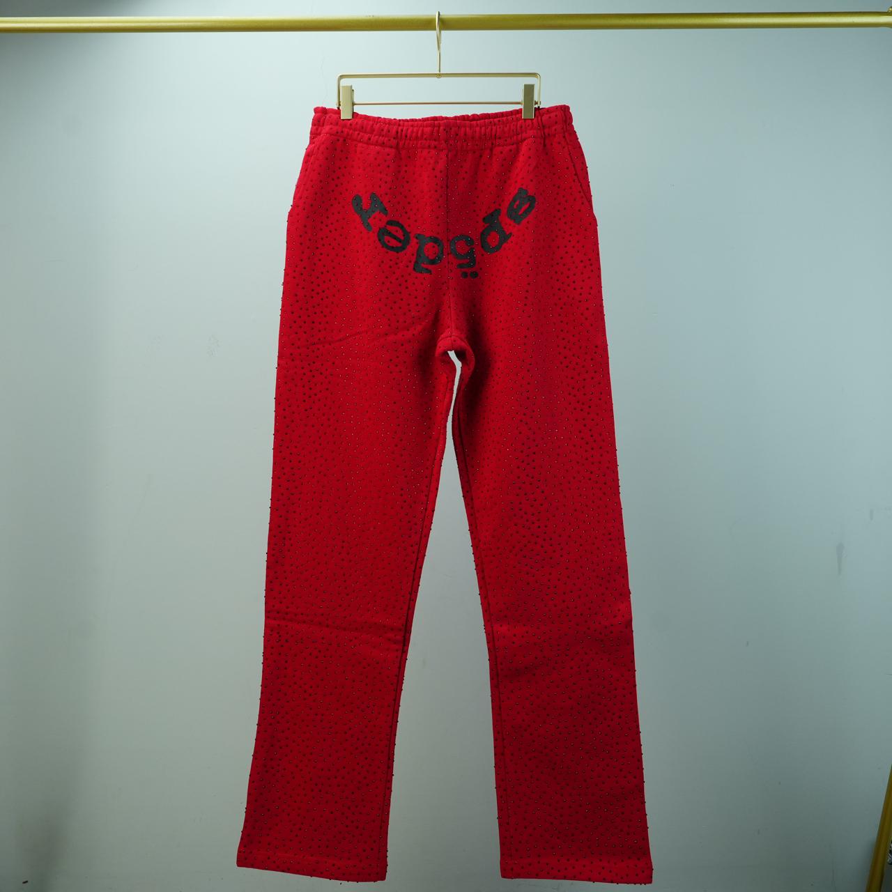 Sp5der Red Rhinestone Sweats