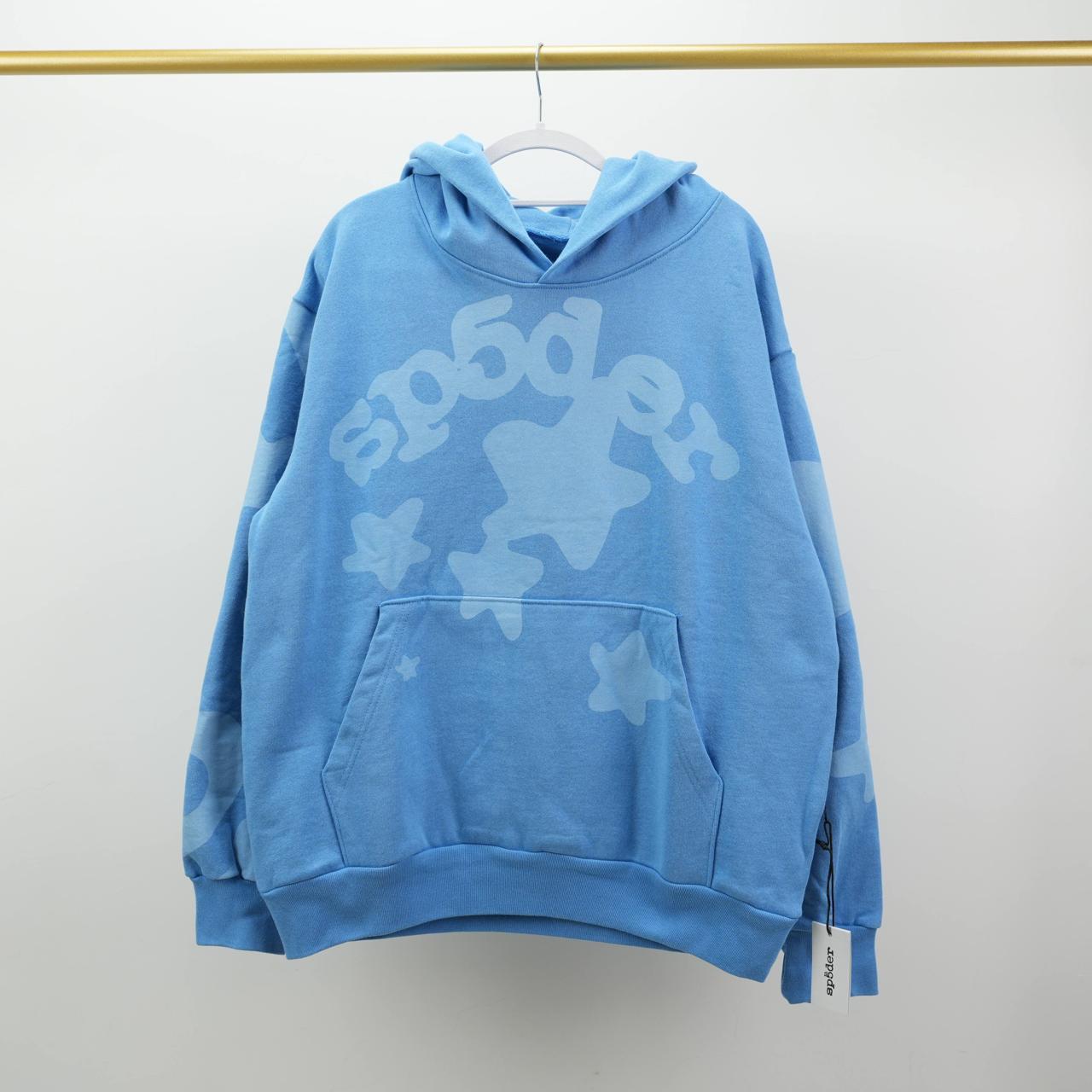 Sp5der Sky Blue Tonal Hoodie